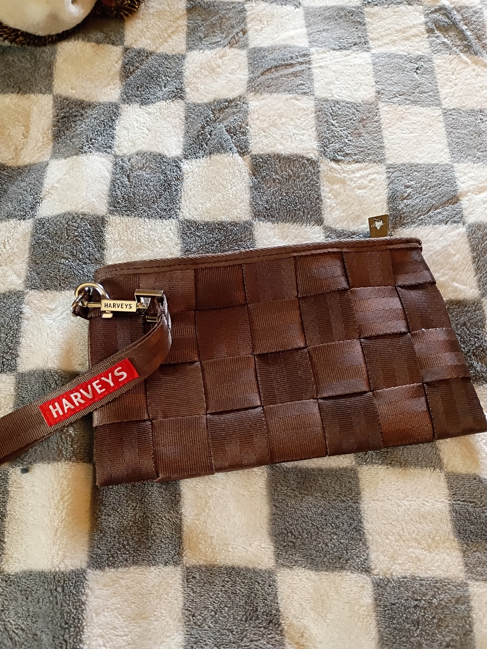 Harveys Brown Woven Wristlet Clutch